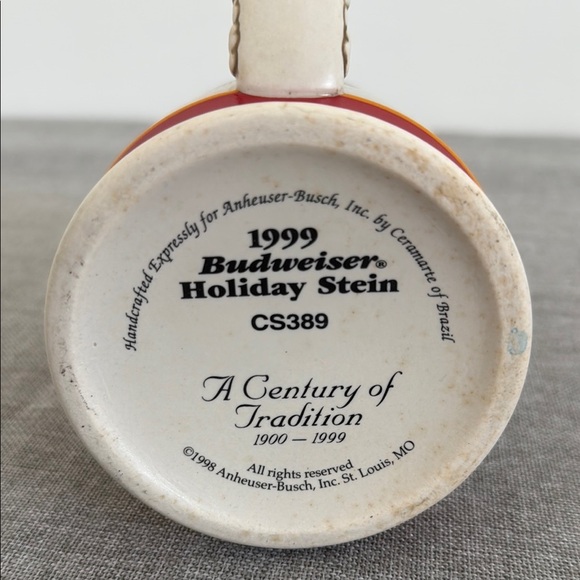 Budweiser Red and Blue Holiday Mug with Ornate Handle - Picture 5 of 6